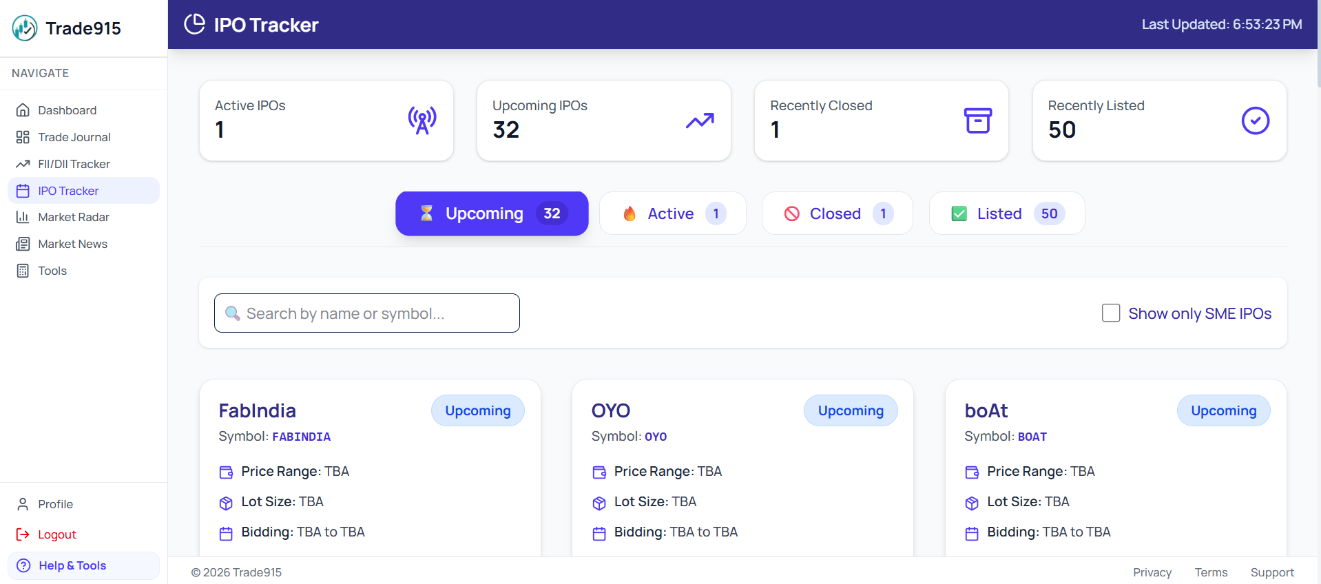 IPO Tracker - Desktop Dashboard